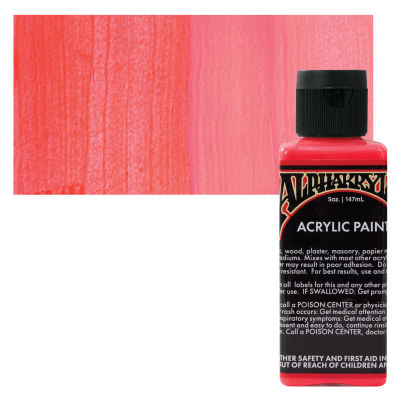 Alpha6 Alphakrylic Acrylic Paint - Electroshock Red, 5 oz  (swatch and bottle)