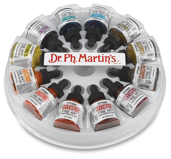 Dr Ph Martin's Hydrus Watercolour & Calligraphy Ink Set - SET 2, 11 Bottles