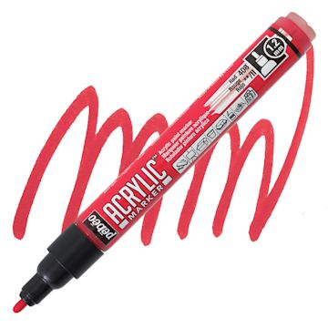 Open in modal - Pebeo Acrylic Marker - Red, 1.2 mm, Bullet Nib marker and swatch
