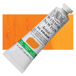Winsor & Newton Artists' Oil Color - Cadmium Free Yellow Deep, 37 ml, Tube with Swatch
