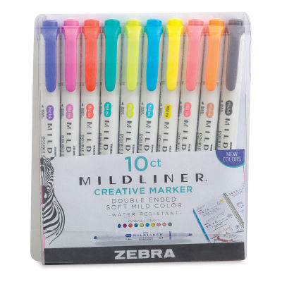 Zebra Mildliner Double Ended Creative Markers - Refresh and Friend Colors, Set of 10