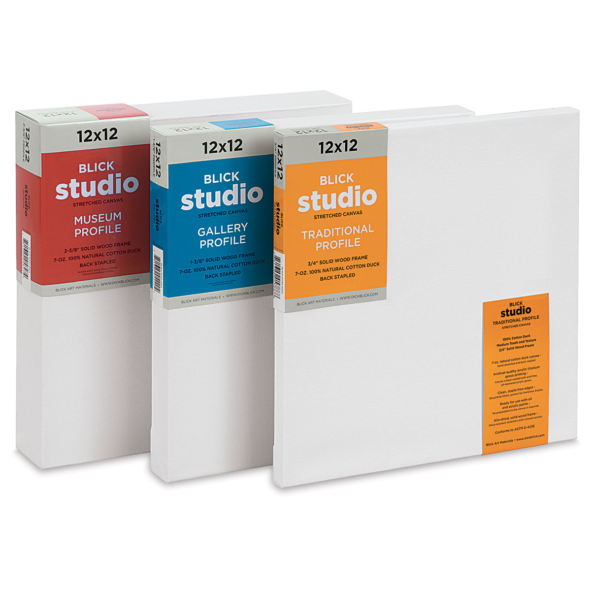36 x 36 inch White Blank Stretched Canvas 12-Ounce Primed 6-Pack