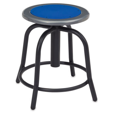 National Public Seating Designer Swivel Stool - Black Frame showing footring and Prussian Blue seat