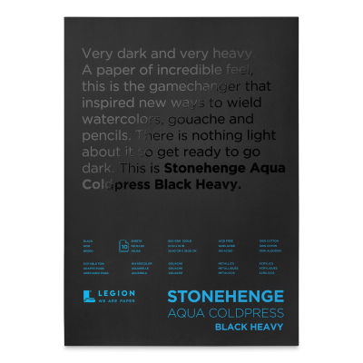 Legion Stonehenge Aqua Black Heavy Watercolor Block - 10" x 14", 10 Sheets