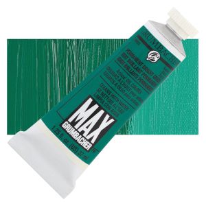Grumbacher Max Artists' Water Miscible Oil Color - Permanent Bright Green, 37 ml tube