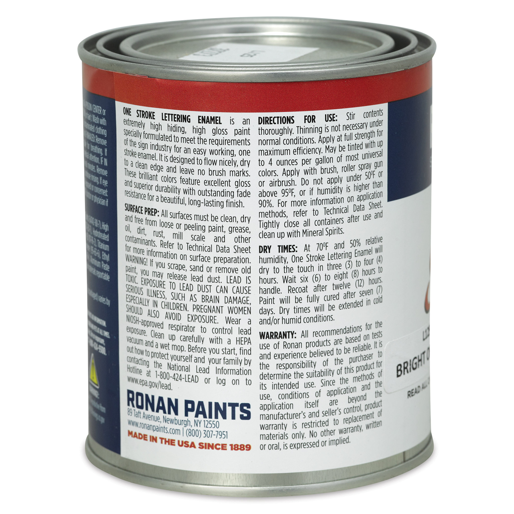 Ronan Paints One Stroke Lettering Enamel 4oz Bright Orange