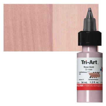 Tri-Art Low-Viscosity Artist Acrylic - Rose Gold, Tube with Swatch