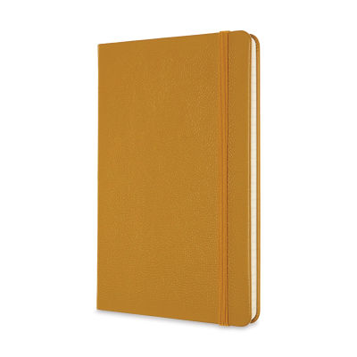 Moleskine Classic Leather Notebook - Amber Yellow, Large, Ruled, 5" x 8-1/4" (front)