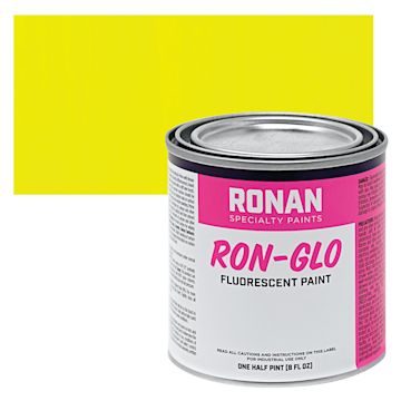 Open in modal - Ronan RON-GLO Fluorescent Paint - Lime Yellow, 8 oz can and swatch