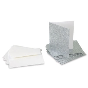 Paper Accents Glitter Card and Envelope Set - Silver, Pkg of 12