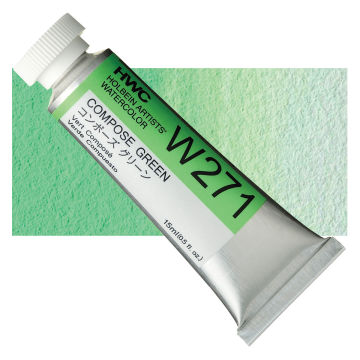 Open in modal - Holbein Artists' Watercolor - Compose Green #1, 15 ml tube and swatch