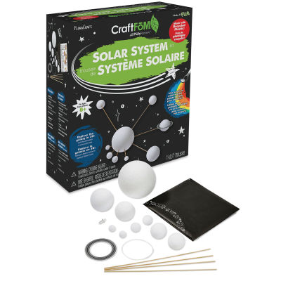 FloraCraft CraftFōM Solar System Kit - Hanging 3D Model - Front of Box and Contents