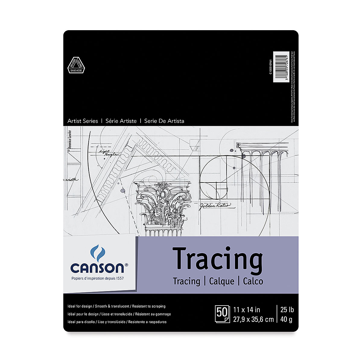 25 Pound Canson Foundation Series Tracing Paper Roll for Craftwork 36 Inch x 10 Yard Roll