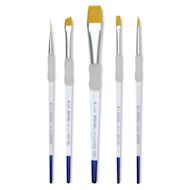 Royal Langnickel Soft Grip Golden Taklon Brush Set - Beginner, Short Handle, Set of 5