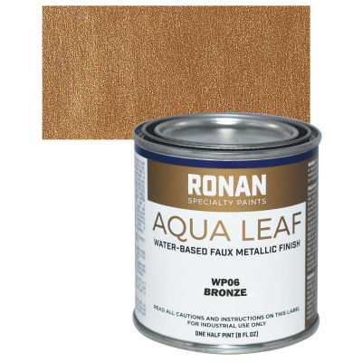 Ronan Aqua Leaf Water-Based Faux Metallic Color - Bronze, 1/2 Pint and swatch