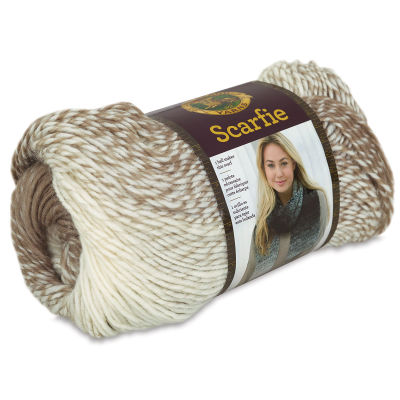 Lion Brand Scarfie Yarn - Cream/Taupe