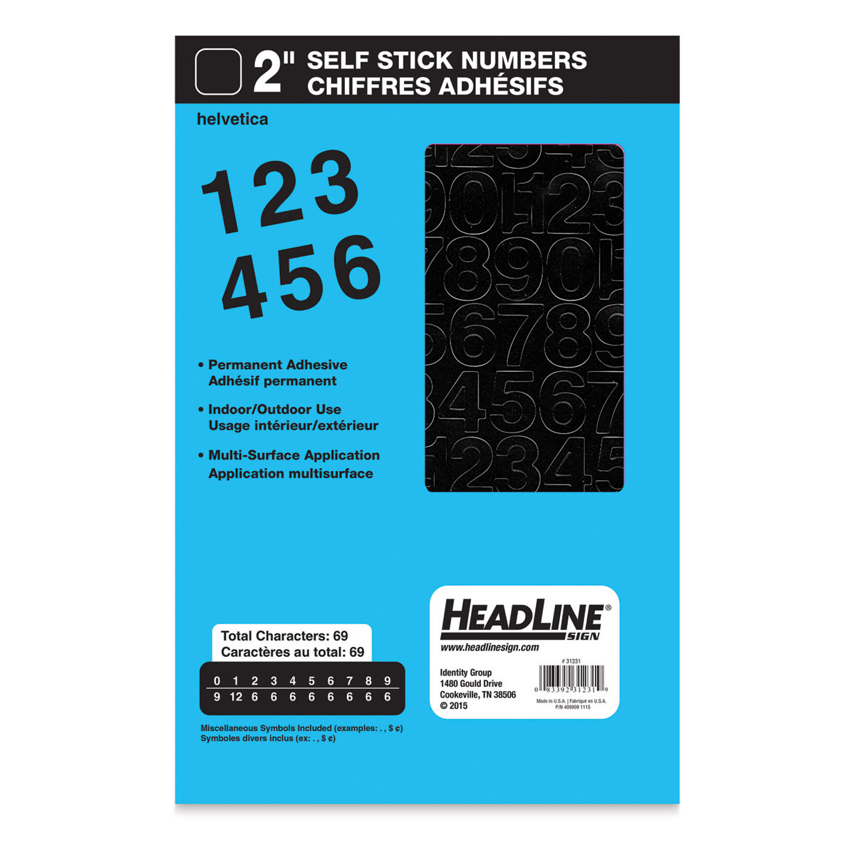 Headline Sign 2570 Stick-On EZ Block Letters and Numbers, Black on White,  1-Inch 