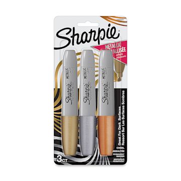 Open in modal - Sharpie Chisel Tip Markers - Set of 3, Gold/Silver/Bronze (in package)