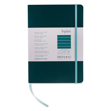 Open in modal - Fabriano Ispira Soft-Cover Notebook - Green, 5-4/5" x 8-1/4", Ruled, front cover