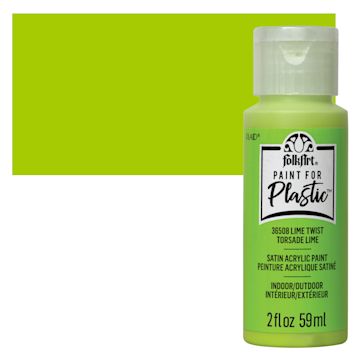 Open in modal - FolkArt Paint for Plastic - Lime Twist, 2 oz bottle and swatch
