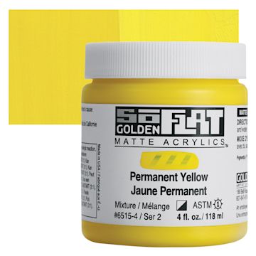 Open in modal - Golden SoFlat Matte Acrylic Paint - Permanent Yellow, 118 ml, Jar and swatch