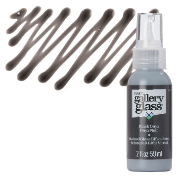 Gallery Glass Paint - Black Onyx, 2 oz with swatch with bottle