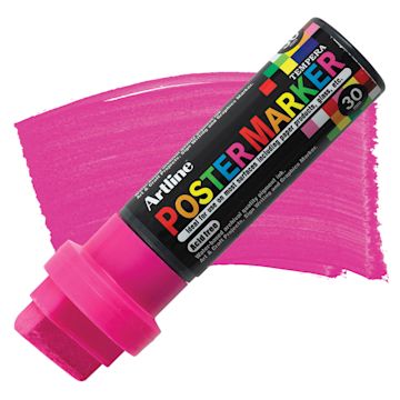 Open in modal - Artline Poster Markers - 30 mm Tip, Fluorescent Pink marker and swatch