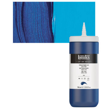 Open in modal - Liquitex Soft Body Artist Acrylic - Phthalo Blue Green Shade, 946 ml bottle and swatch