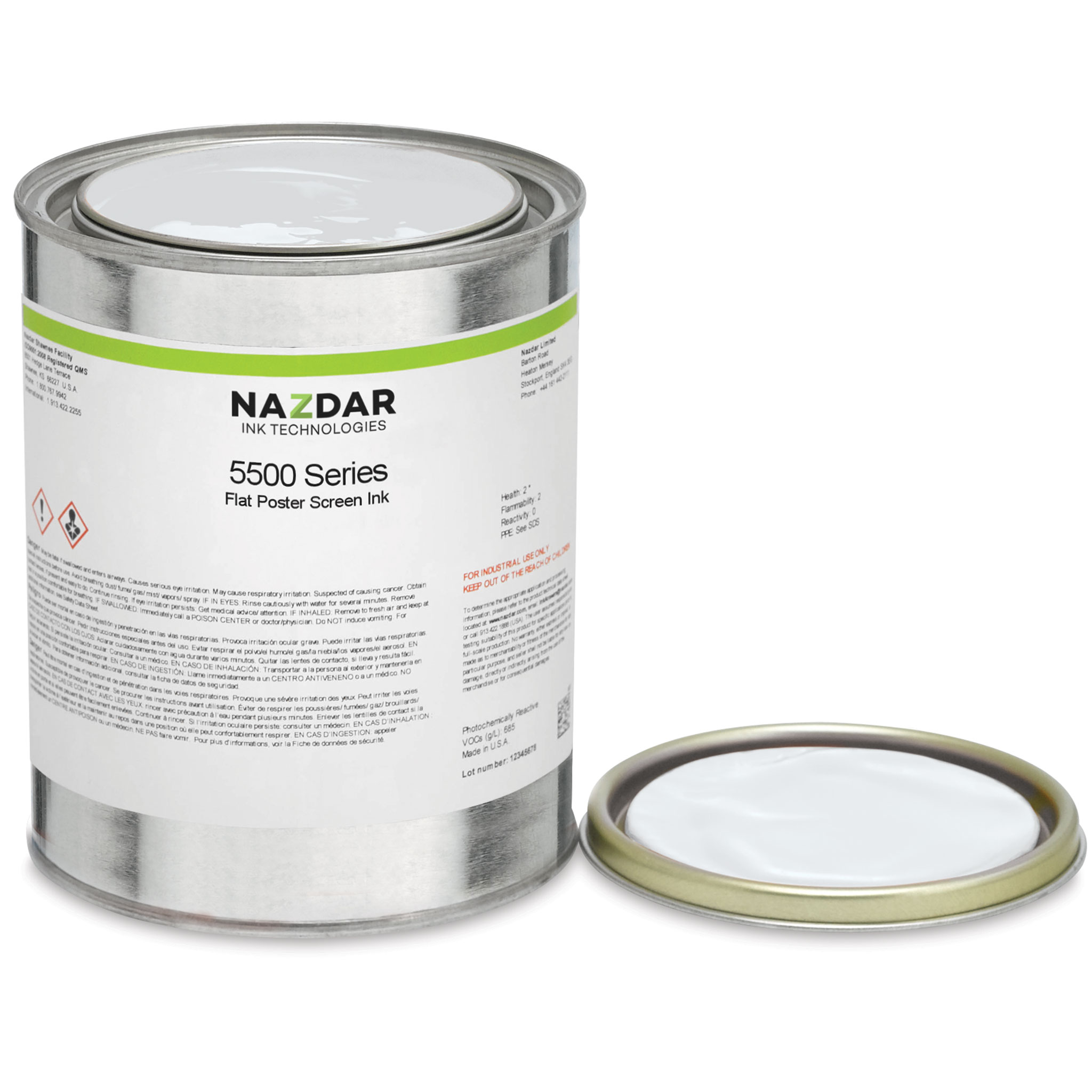 Nazdar 5500 Series Flat Poster Screen Ink - Opaque White, Gallon ...