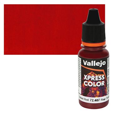Open in modal - Vallejo Xpress Color Acrylic Paint - Plasma Red 18 ml Bottle and Swatch