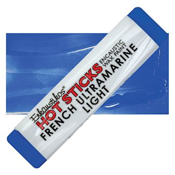 Open in modal - Enkaustikos Hot Sticks Encaustic Wax Paint - French Ultramarine Light, 13 ml stick and swatch