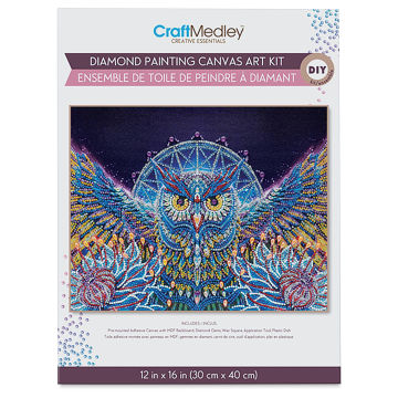 Craft Medley Diamond Painting Canvas Art Kit - Owl (front of packaging)