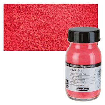 Open in modal - Schmincke Pigment - Fluorescent Red, 100 ml Jar and swatch