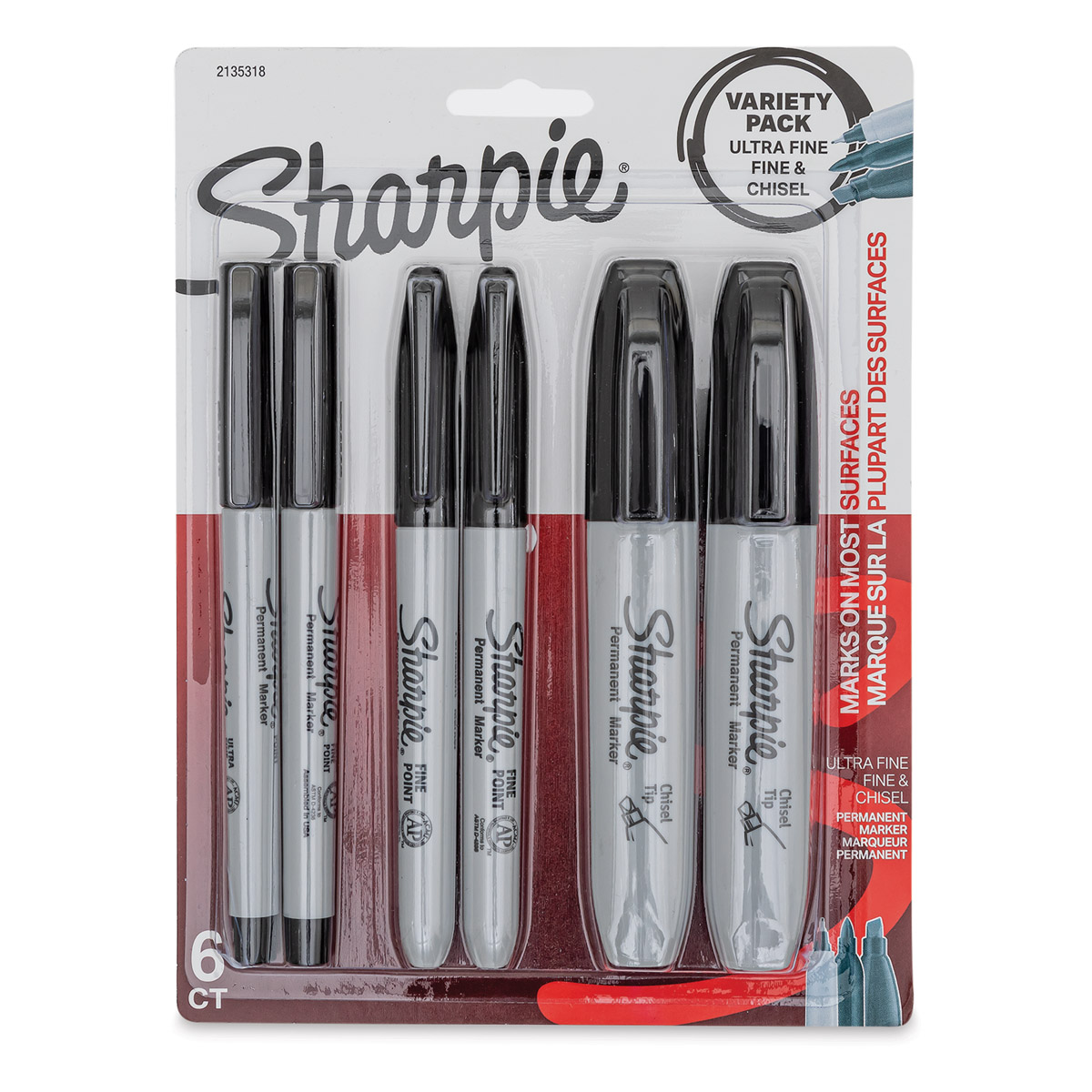 Sharpie Permanent Markers, Chisel Tip, Assorted Metallic, 6/Pack