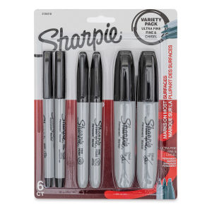 Sharpie Permanent Markers Variety Pack - Black, Set of 6 (in packaging)