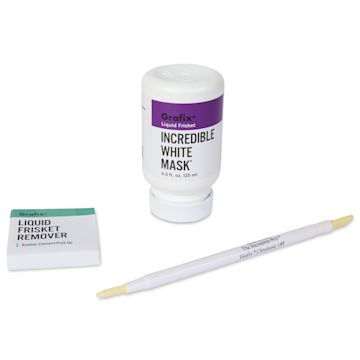Open in modal - Grafix Incredible White Mask Frisket Kit - Liquid Frisket and The Incredible Nib Kit, Small