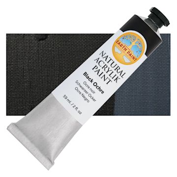 Open in modal - Natural Earth Paint Natural Acrylik Paint - Black Ochre - tube and swatch