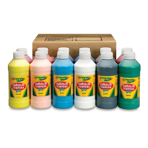 Crayola Artista II Liquid Washable Tempera - Set of 12 colors, 16 oz  bottles