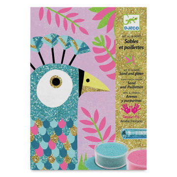 Djeco Le Grand Artist Colored Sands and Glitter Kits - Front of package of Dazzling Birds