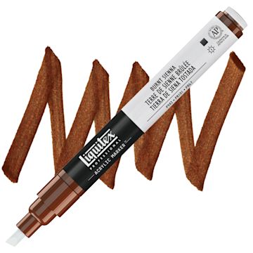 Open in modal - Liquitex Paint Marker - Burnt Sienna, 2mm Tip marker and swatch