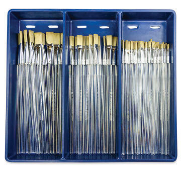 Royal Langnickel Clear Choice Brush Set - Tynex, Flat, Set of 60, Long Handle (in tray)