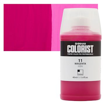 Open in modal - ShinHan Colorist Poster Color Paint - Magenta, 40 ml bottle and swatch