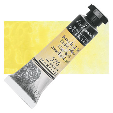 Sennelier French Artists' Watercolor - Nickel Yellow, 10 ml, Tube with Swatch
