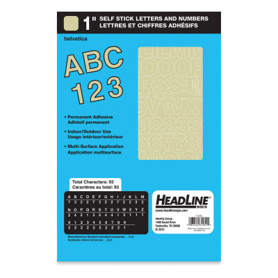 Headline Vinyl Letters and Numbers – 1” Letters and Numbers, Helvetica, Metallic Gold