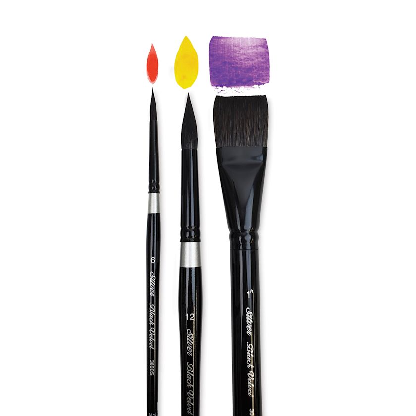 Silver Brush Black Velvet Watercolor Brush Set Basics, Set of 3