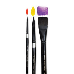 Silver Brush Black Velvet Watercolor Brush Set - Basics, Set of 3 (with example strokes)