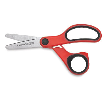 Armada Velvet Touch Scissors - 6" Red Blunt point scissors shown horizontally and slightly open