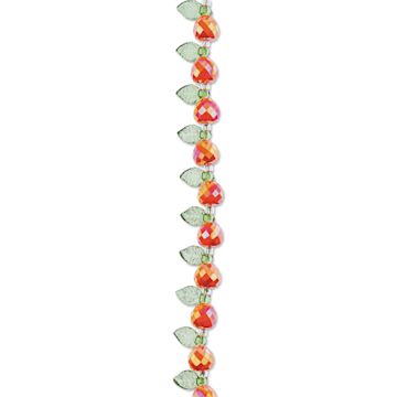 Open in modal - John Bead Crystal Lane DIY Glass Garden Bead Single Strand - Pears and Leaves, Red and Green