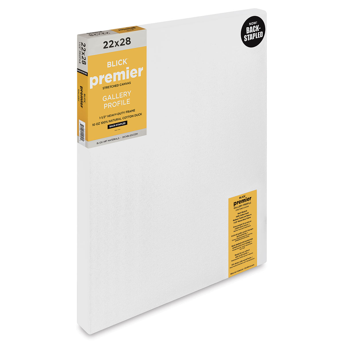 Blick Premier Stretched Cotton Canvas - Gallery Profile, Back-Stapled, 60 x 72, Pkg of 5