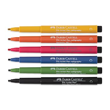 Open in modal - Faber-Castell Pitt Calligraphy Pen Set - Assorted Colors, Set of 6